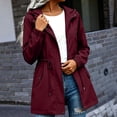 thumbnail image 2 of BiZtdJrK Rain Jackets for Women Lightweight Hooded Waterproof Rain Coats with Pockets Outdoor Long Sleeve Windbreaker Wine M, 2 of 8