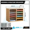 thumbnail image 4 of AdirOffice Wood Adjustable 12 Compartment Literature Organizer, Medium Oak 2 Pack, 4 of 8