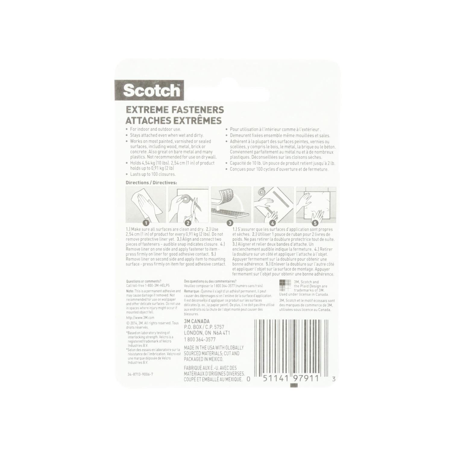 Attaches extrêmes Scotch(MC), RF6730C, transparent, 25 mm x 76,2 mm (1 po x 3 po)