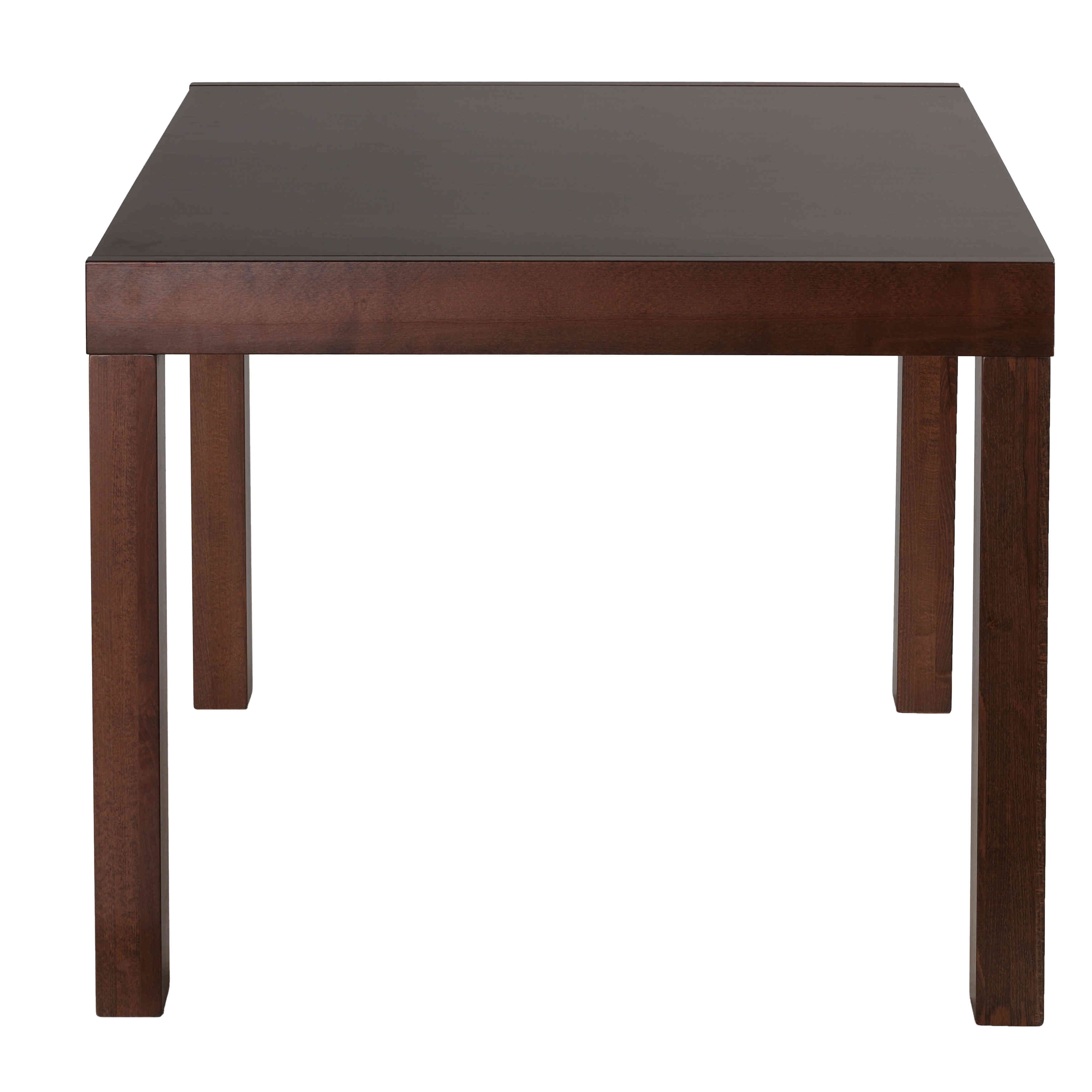 Walnut Finish Extendable Wood Dining Table with Block Legs