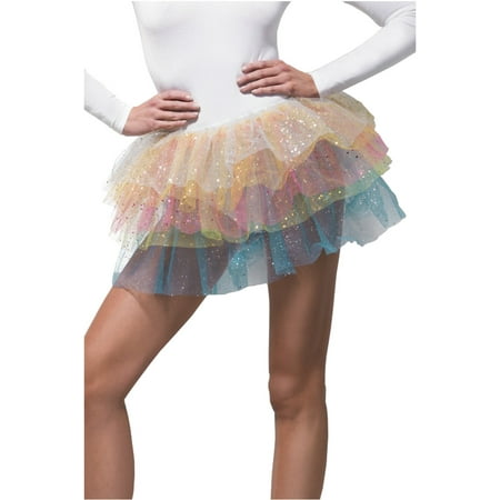 Adult Womens Rainbow Fairy Cute Tutu With Sequins Costume Accessory