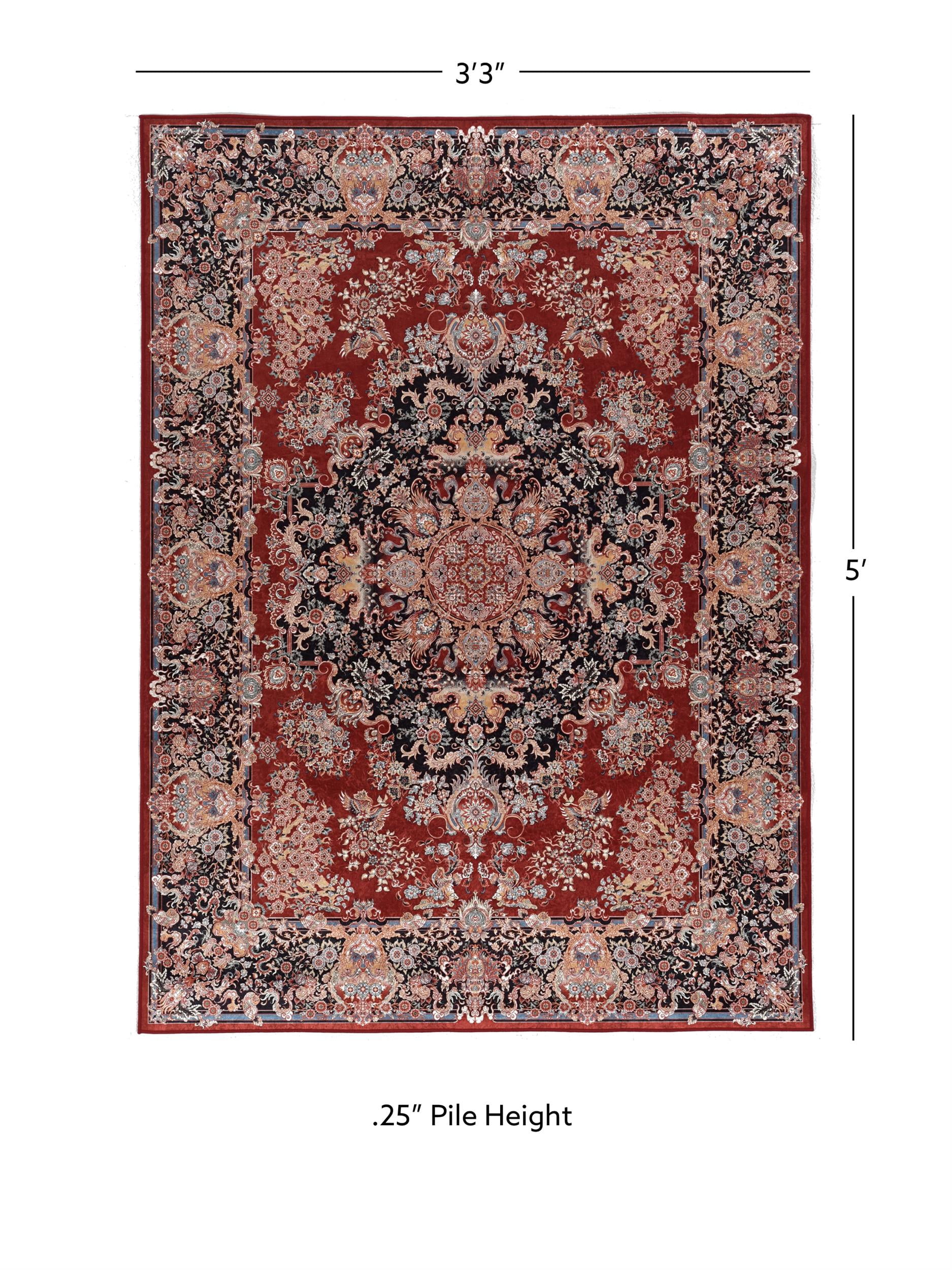 Linon Eclipse Martin Woven Polyester 3'3"x 5' Rug in Red