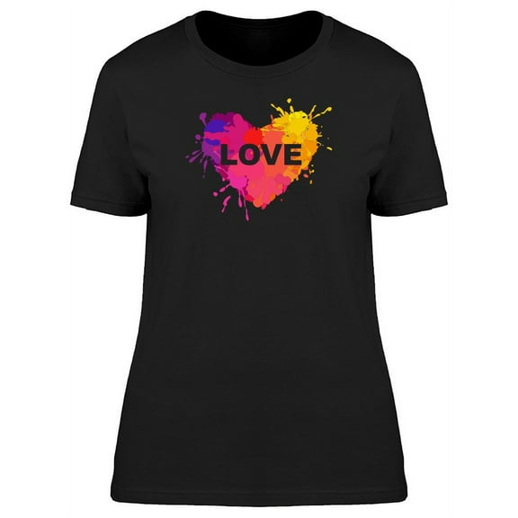 Love With Colorful Splash Heart T-Shirt Women -Image by Shutterstock, Female XX-Large