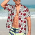 thumbnail image 5 of Lsque Leaves And Anemone Flowers In Red Grey pattern Hawaiian Shirt for Men, Unisex Summer Beach Casual Short Sleeve Button Down Shirts-Medium, 5 of 9