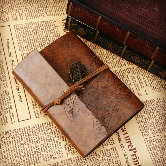 GOOHOCHY Vintage Style with PU Cover, 85 Blank Sheets for Writing, Drawing, Sketching, Size S 15x10cm