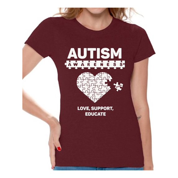 Awkward Styles Women's Autism Awareness Shirt Love Support Educate Autism Shirts Women Autism Awareness Shirts Women's Autism T Shirt Autism Awareness Gifts for Her Autistic Pride Gifts