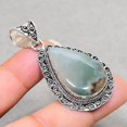 thumbnail image 2 of Moss Agate Pear Shape Gemstone Pendant Handmade Vintage Jewelry 2.20" VP 2728, 2 of 2