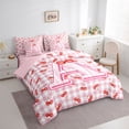thumbnail image 2 of Catabedysis Sweet Cherry Print A 7-Piece Twin Bedding,Personalized Monogrammed Gifts Bedding Comforter Set,Pink Reversible For Girls, 2 of 7