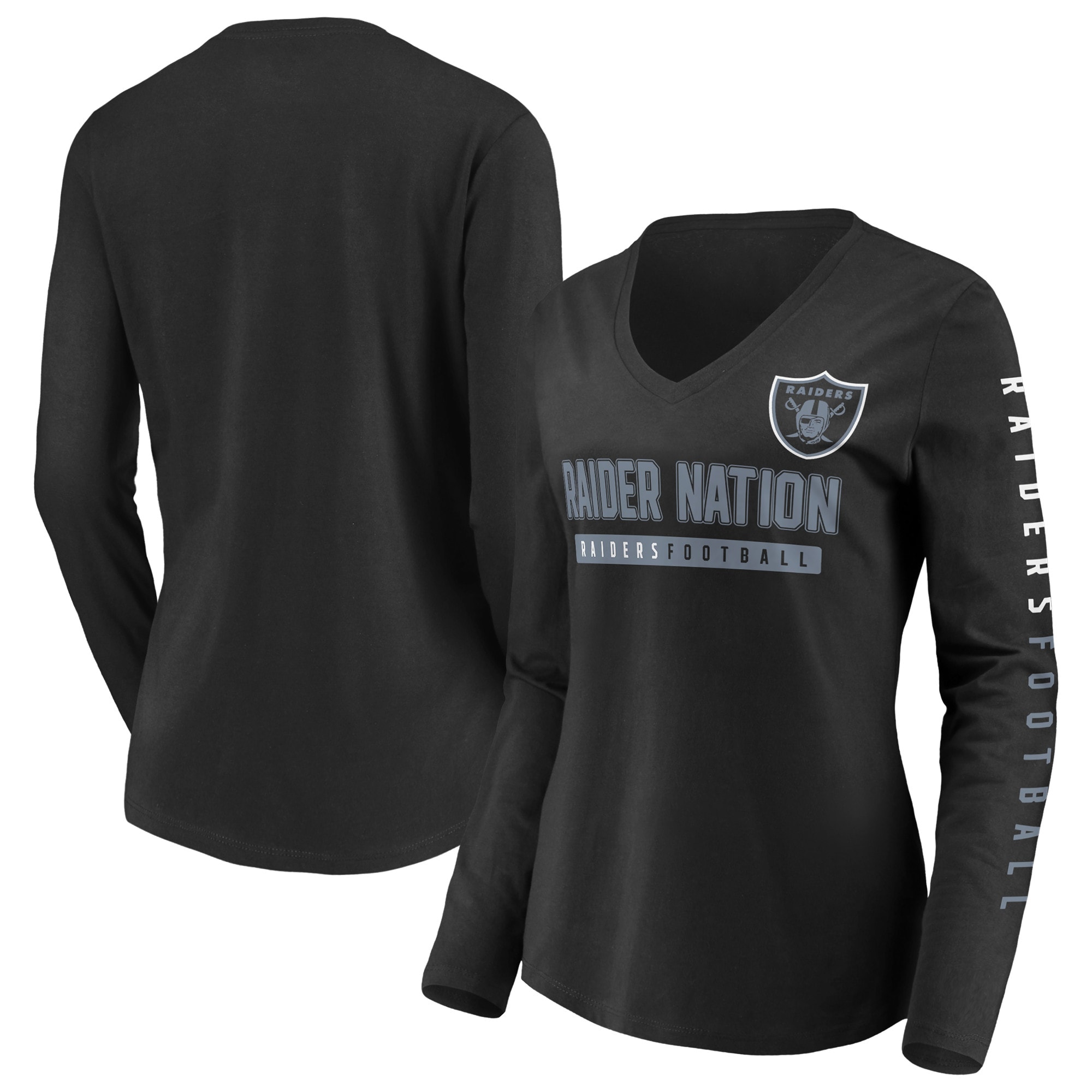 Las Vegas Raiders Fanatics Branded Women's Team Slogan Long Sleeve V-Neck T-Shirt - Black 
