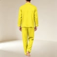 thumbnail image 6 of Delconic Mens Pajama Set Long Sleeve Button Front Sleepwear Set Relaxed Fit Lounge Set with Chest Pocket and Full Length Pants Yellow S, 6 of 6