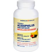 American Health Acidophilus Chewable with Bifidus Assorted Natural Fruit Flavors 1 Billion CFU