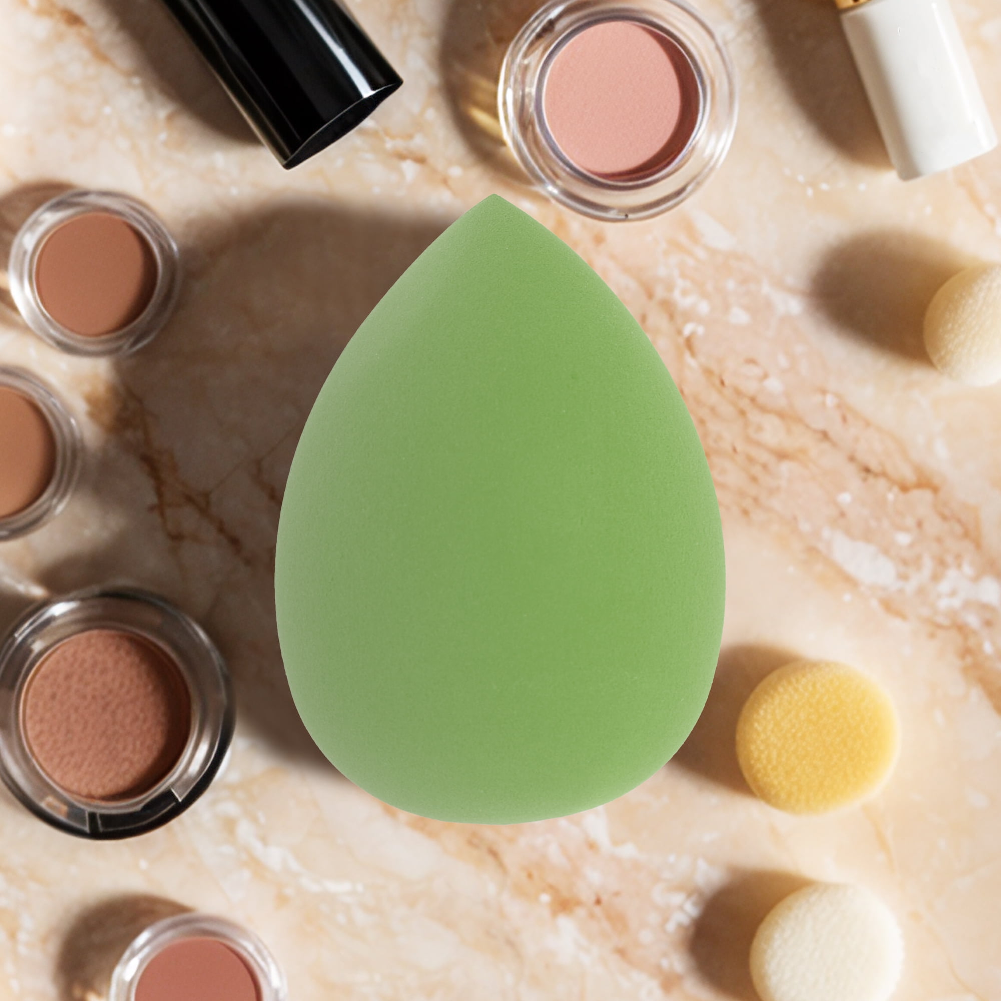 Unique Bargains 2 Pcs Portable Teardrop Face Makeup Sponge Green