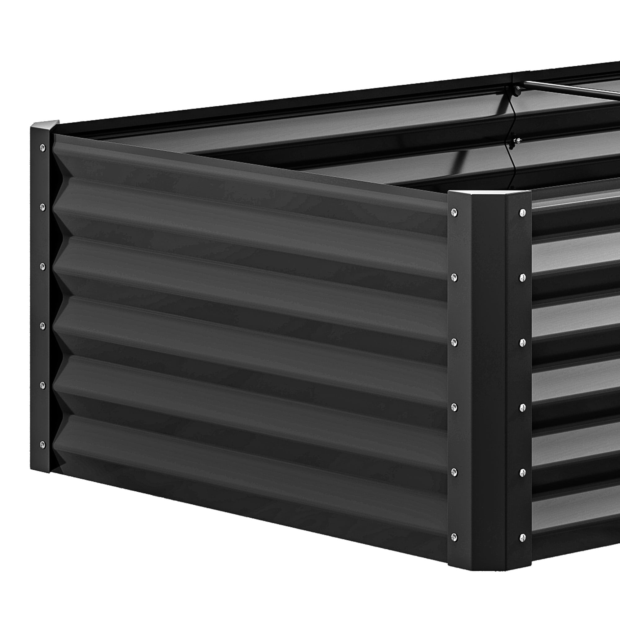 Dextrus 6x3x1.5 Ft Raised Garden Bed Kit with Gloves, Large Galvanized Metal Planter Box, Black
