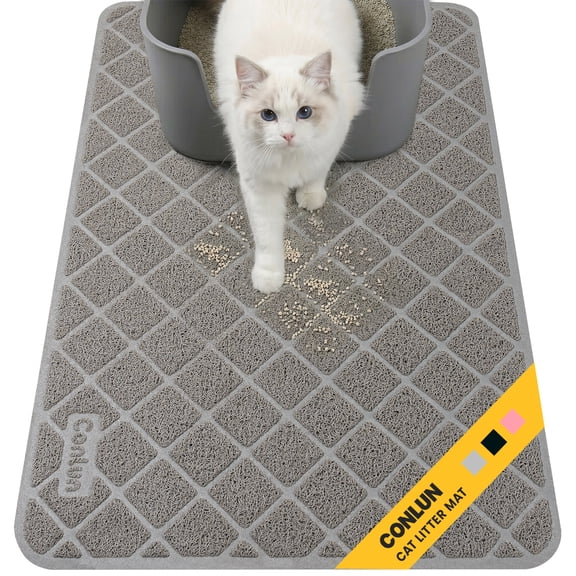 Conlun Cat Litter Mat, 24" x 17" Premium Durable PVC, Non-Slip, Less Waste, Urine Waterproof