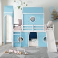 thumbnail image 2 of Aukfa Low Loft Bed with Slide - Twin Size Castle Bed with Tent for Kids - Blue, 2 of 7