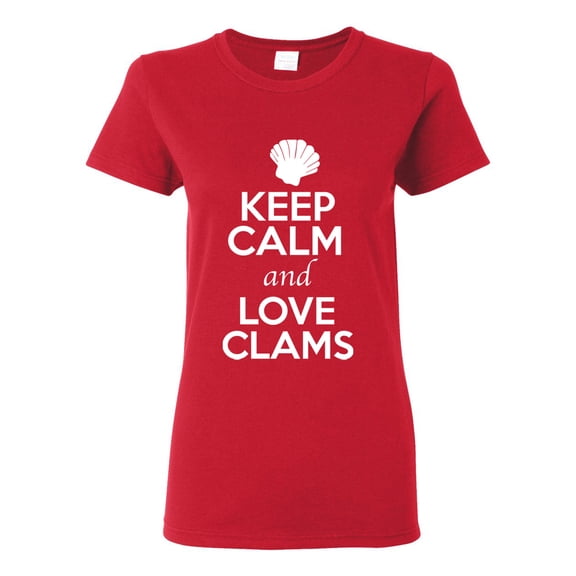 Ladies Keep Calm And Love Clams Shell Animal Lover T-Shirt Tee