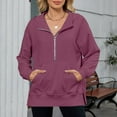 thumbnail image 2 of Boyfriend Blouses Winter Fall Slim Crew Neck Long Sleeve Blouson Off the Shoulder Solid Color Casual Cotton T Shirt (Wine,L), 2 of 9