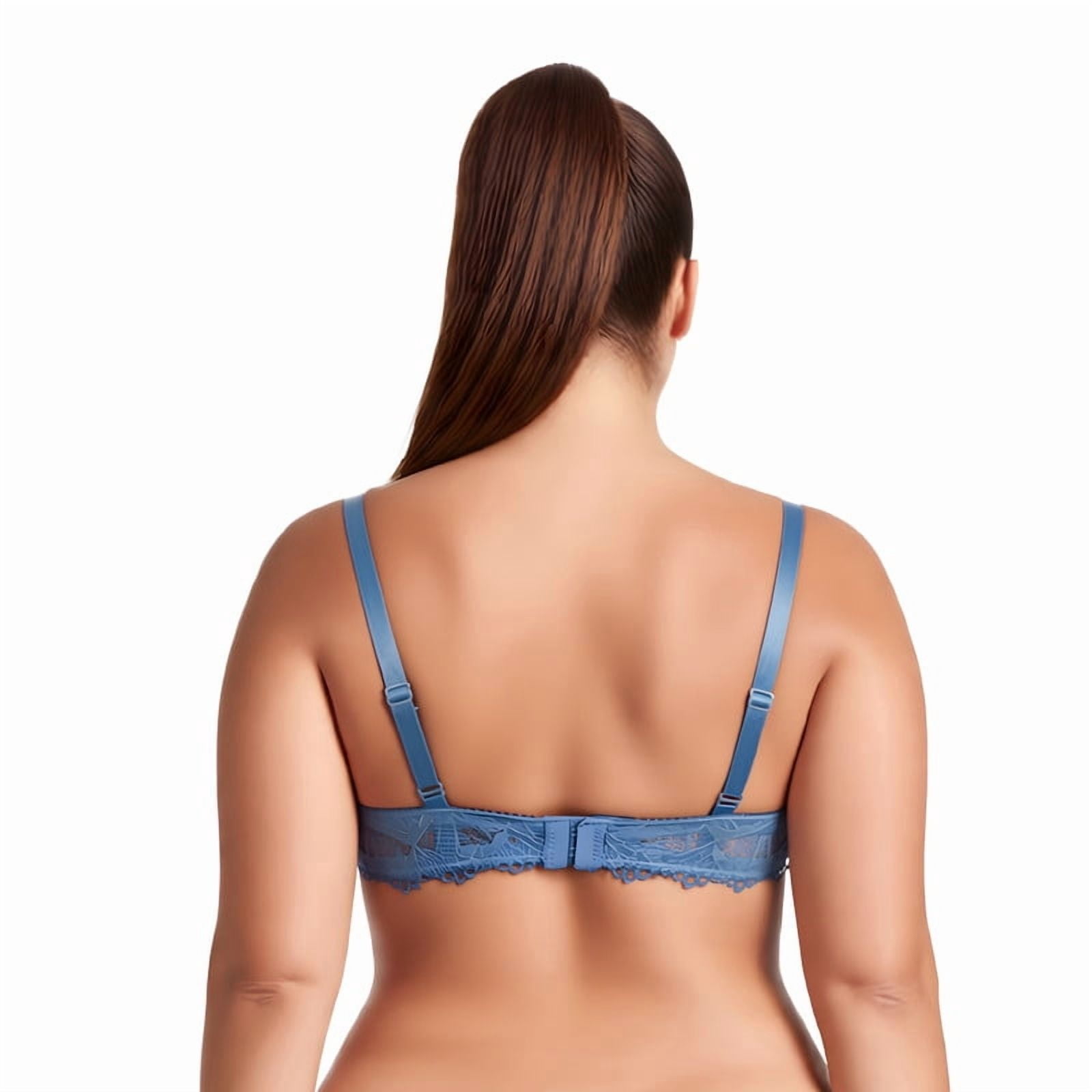 Curve Muse Women's Plus Size Push Up Add 1 Cup Underwire Perfect Shape Lace Bras-2Pk-Black,Light Blue-32B
