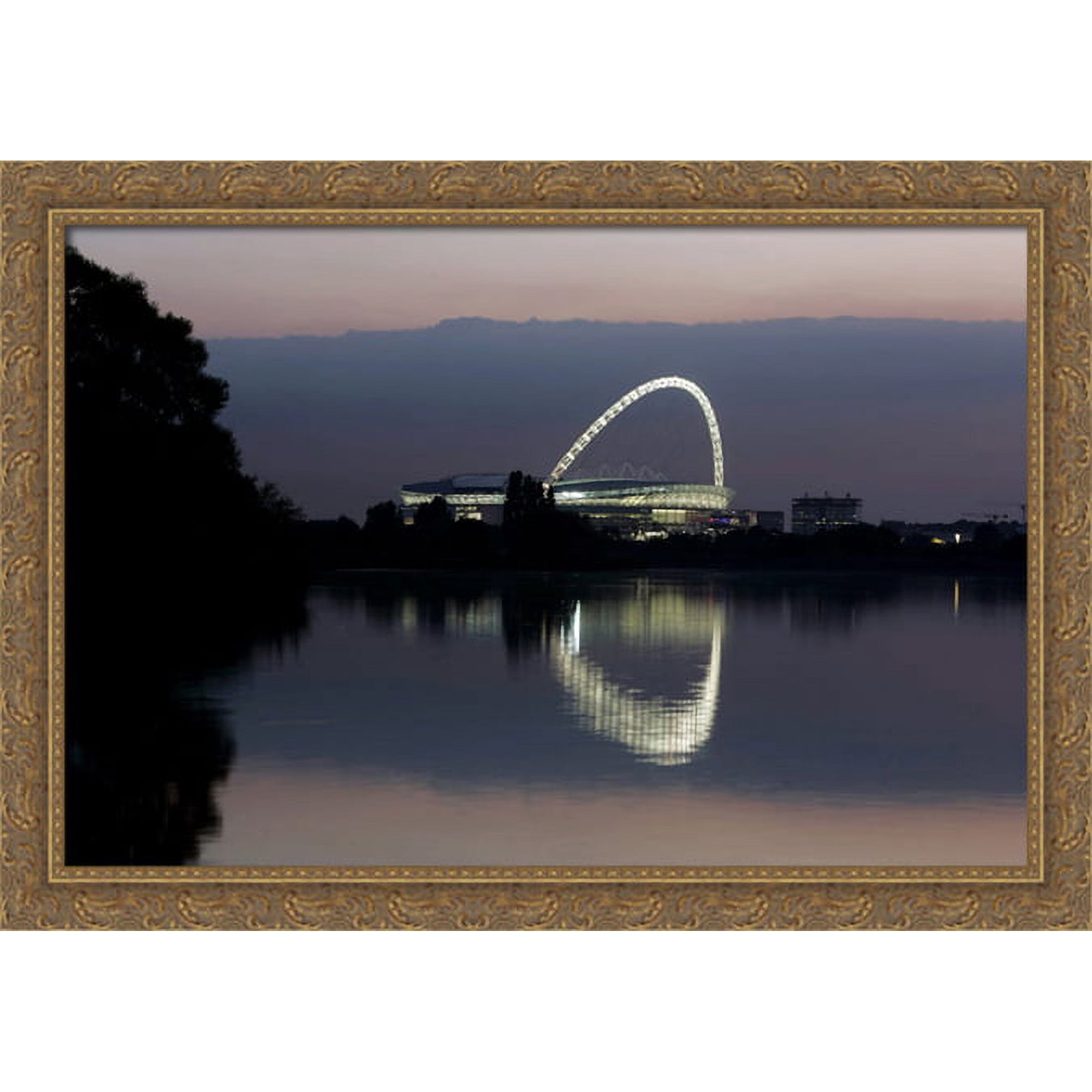 Wembley Stadium 40x28 Large Gold Ornate Wood Framed Canvas Art