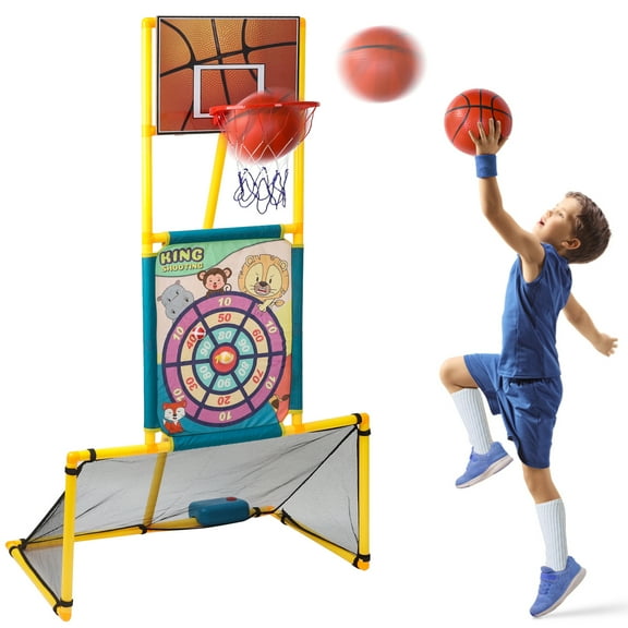 Wdmiya Kids 3 In 1 Arcade Basketball Game Set, Football, And Sticky Balls, Family Party Sport for 6 Years Old, Sports & Outdoor Play, Girls Boys Birthday Gift Toys, Christmas Gifts