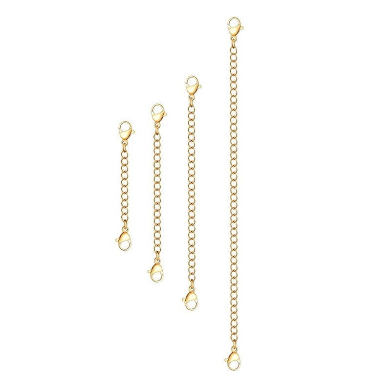 Xiao Hua Golden necklace extender 10PCS-3.9 inch long lobster buckle extender, bracelet and ankle extension chain, interlocking chain link, women's necklace length adjuster