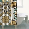 thumbnail image 5 of Small Stall Narrow Shower Curtain 36"W x 72"L – Tropical Bohemian Leaves, Mid-Century Abstract Boho Botanical Bathroom Decor, Vintage Floral Palm Leaf Pattern, Rustic Tribal Folk Style, 5 of 5