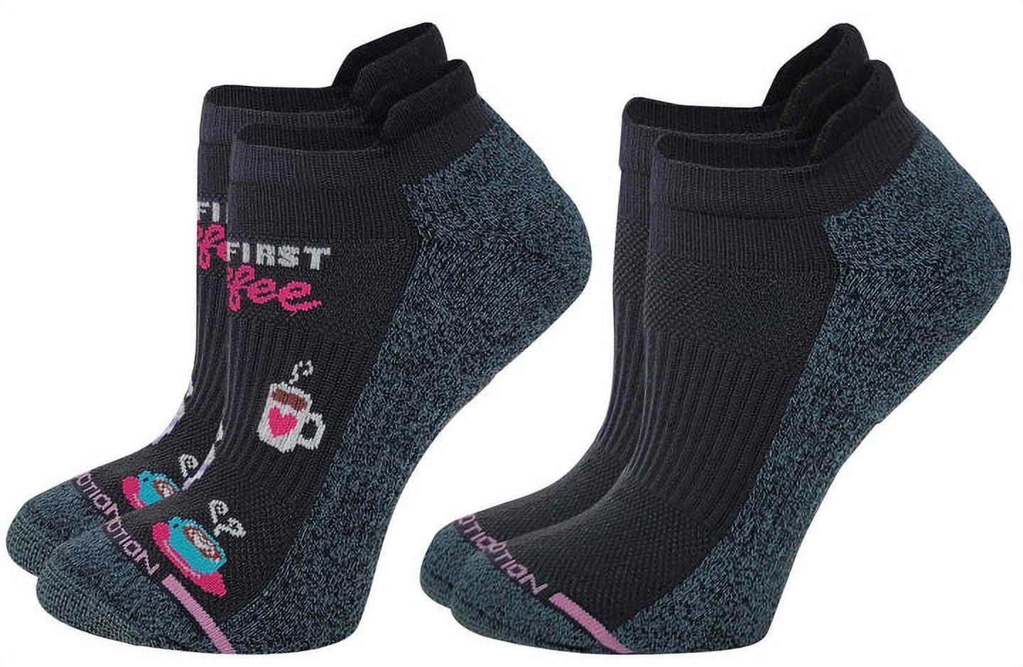 Dr. Motion Women's 2 Pack Coffe Design and Black Compression Ankle