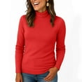 thumbnail image 5 of Womens Turtleneck Sweaters 2025 Knit Long Sleeve Pullover Fitted Trendy Basic Fall Tops Winter Warm Casual Blouse Red 2XL, 5 of 5