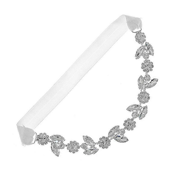 Elegant Rhinestone Flower Bridal Garter For Women And Girls In Silver Color With Comfortable Wear 1Pack