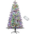 HOMCOM 7.5ft Pre-Lit Mountain Pine Xmas Tree - 500 LED Lights, Snow ...