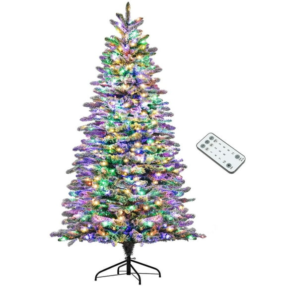 7.5 ft Pre-Lit Snow Flocked Mountain Pine Artificial Christmas Tree, 500 LED Lights, 1264 Branch Tips​