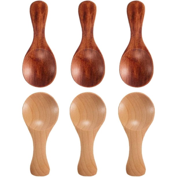 cucharaditas pequeñas. Sal de Madera, Mini Cuchara para Bebé con mango corto Perfecto para botes pequeños de mermelada, especias, azúcar, miel, café, té, mostaza, helado, leche en polvo JFHHH pequeña
