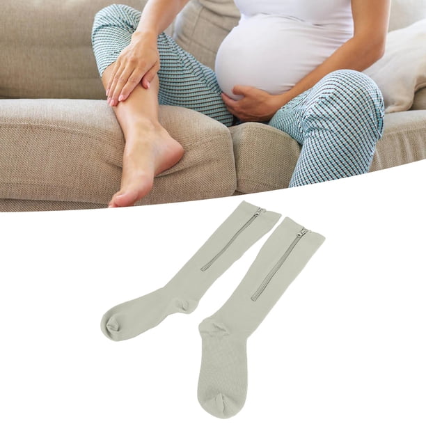 1 par de Calcetines de Compresión con Cremallera para Mujer 15-20 MmHg Punta Cerrada con Cremallera Medias de Compresión hasta la Rodilla para Mujer ANGGREK Otros