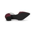 thumbnail image 6 of BLISSFUL STEP Women's Glen Check Block Heel Ankle Strap Pumps Burgundy 7, 6 of 7