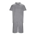 thumbnail image 5 of RUTAYY Men's Outfits 2 Piece Solid Color Short Sleeve Turndown Collar Zipper Shirt and Shorts Zipper Beach Vacation Clothing Sets, 5 of 5