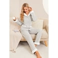 thumbnail image 4 of HEARTNICE Women Button-Down Pajama Set, Soft Quilted Sherpa Shawl Collar Long Sleeve Sleepwear,(Light Grey Mel,M), 4 of 5