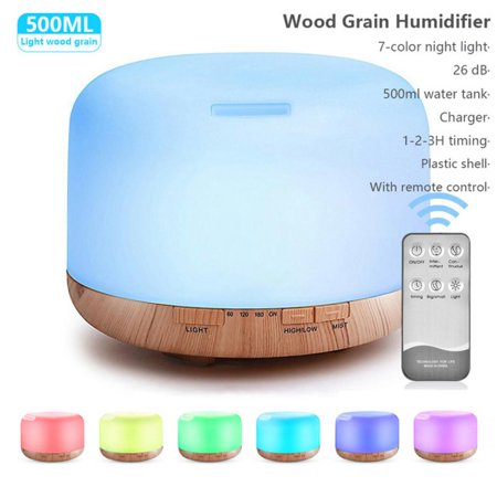 

400ML Electric Humidifier Essential Aroma Oil Diffuser Ultrasonic Wood Grain With Remote Control Air Humidifier LED Light