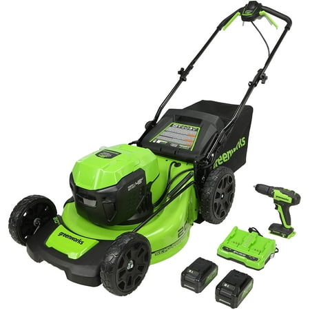 Greenworks 48V 20-inch Walk-Behind Lawn Mower W/(2) 4Ah Batteries and Charger, 1313802