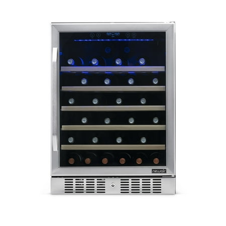 NewAir - 24" Built-In 52 Bottle Compressor Wine Fridge with Precision Digital Thermostat - Stainless Steel