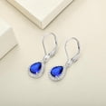 thumbnail image 3 of Divine Creation 1.60 Ct Pear Cut Blue Sapphire & Diamond Leverback Drop Dangle Earring's 14K White Gold Plated 925 Sterling Silver For Women's, 3 of 3