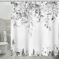 thumbnail image 6 of Dznils Gray Eucalyptus Fabric Shower Curtain, Watercolor Floral Pattern with Hooks, 72" x 72", 6 of 11