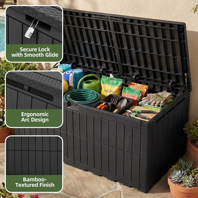 Dextrus 200-Gallon XL Resin Deck Box, Black photo 6