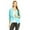 Aqua, variant on Women's Fitted Waist Length Jacket Open Front Draped Neck Ruched Sleeves