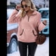 thumbnail image 4 of Sudadera Informal de con Cremallera de un Cuarto para Mujer, Larga, Ligera, Suave y Afelpada, con Bolsillos. Rosa S, 4 of 9