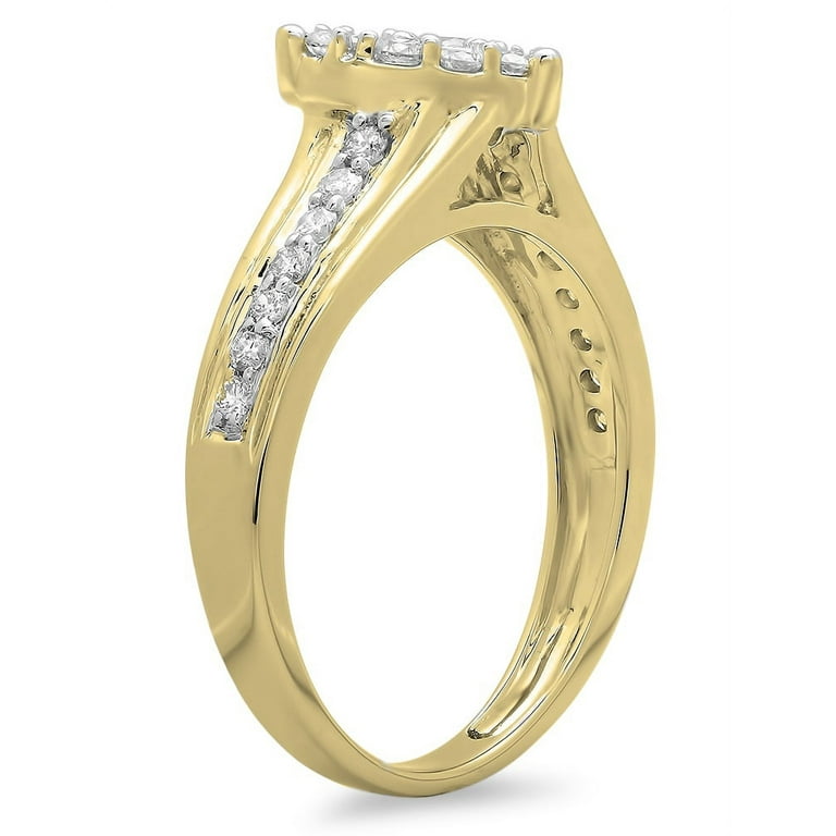 LADIES RING 0.70CT ROUND/PRINCESS DIAMOND 14K YELLOW GOLD LADIES RING 0.70CT ROUND/PRINCESS DIAMOND 14K YELLOW GOLD