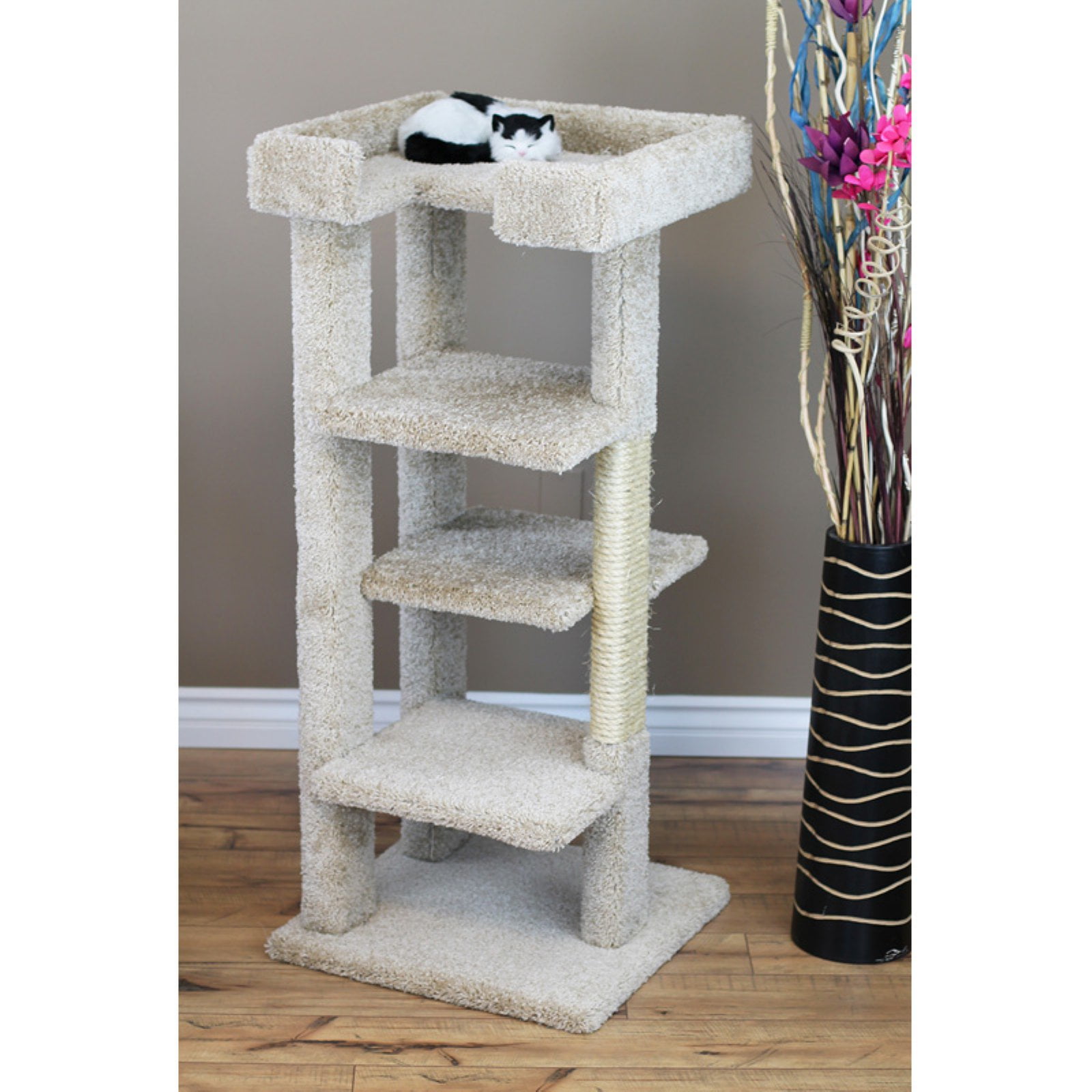 New Cat Condos 71 In Solid Wood 5 Level Large Cat Tree Tower Walmart Com Walmart Com