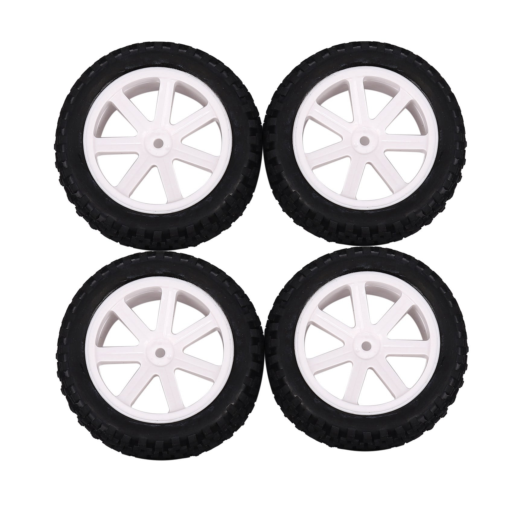 4Pcs 1/10 RC Truck Rubber Tire Wheel Tyre Alloy Wheel Rims Replacement