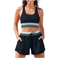 thumbnail image 2 of Women's Sporty Two Piece Swimsuits Color Block Crop Tank Tops Boyshorts Bottom Athletic Full Coverage Bathing Suit, 2XL, 2 of 7