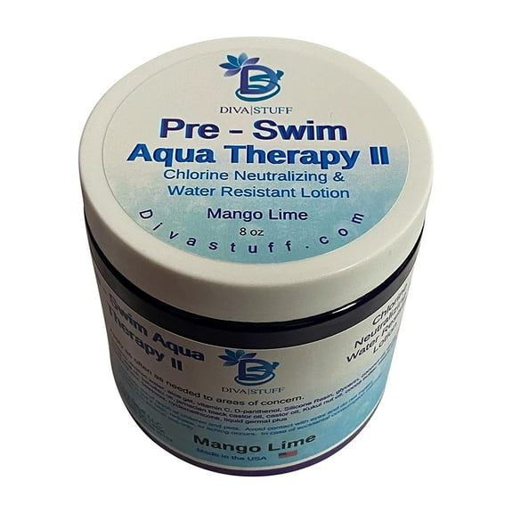 Diva Stuff Pre-Swim Aqua Therapy Chlorine Neutralizing Body Lotion, Protects Skin From Chlorine and Salt Water (Mango Lime Water Resistant)