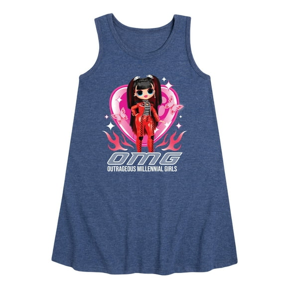 LOL OMG! Fashion Dolls - Spicy Babe - Hearts & Flames - Toddler & Youth Girls A-line Dress